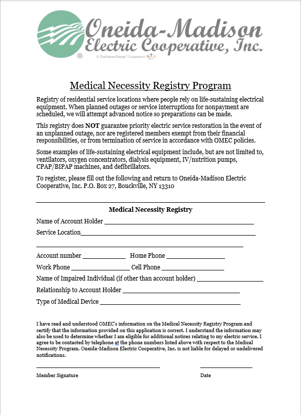 Medical Necessity Registry